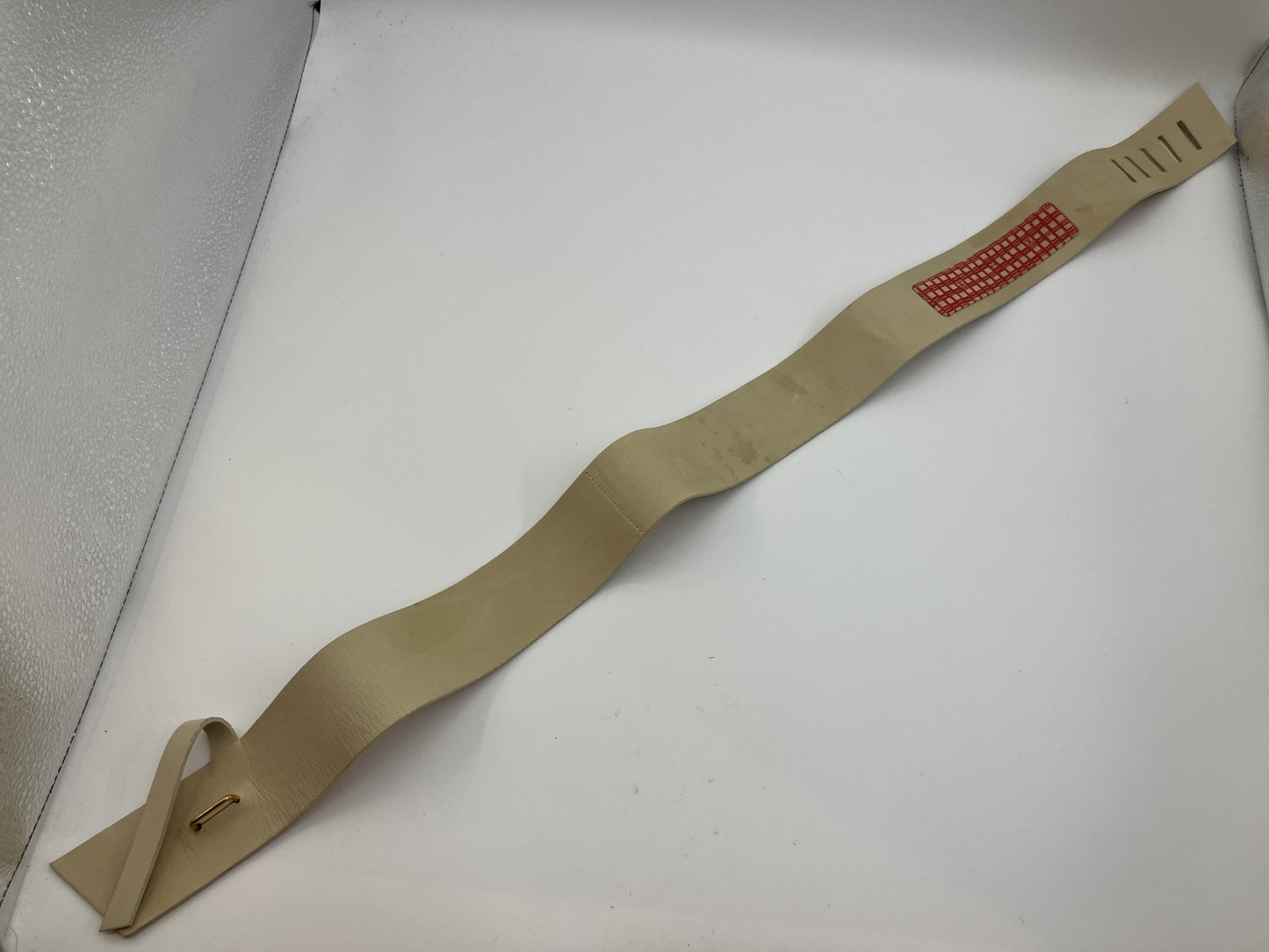 CHANEL 01S Icon Leather Waist Belt 95cm Beige Gold Bar Made in France