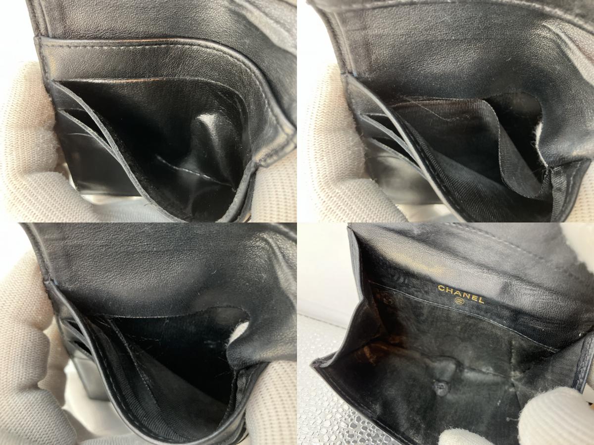 Chanel Enamel Bi-Fold Compact Wallet Black 11.5x3.9" Sticker Included