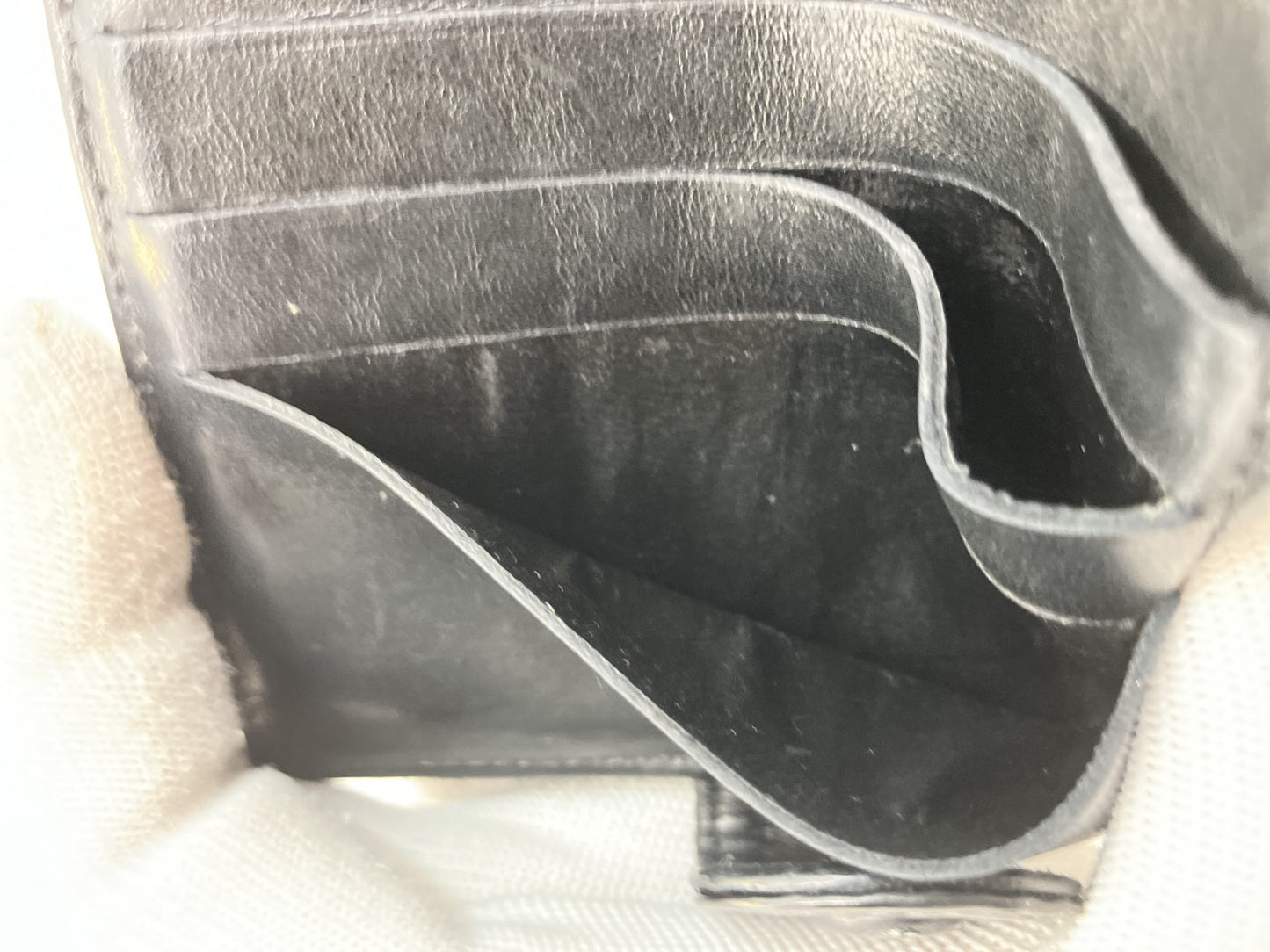 Chanel Enamel Bi-Fold Compact Wallet Black 11.5x3.9" Sticker Included