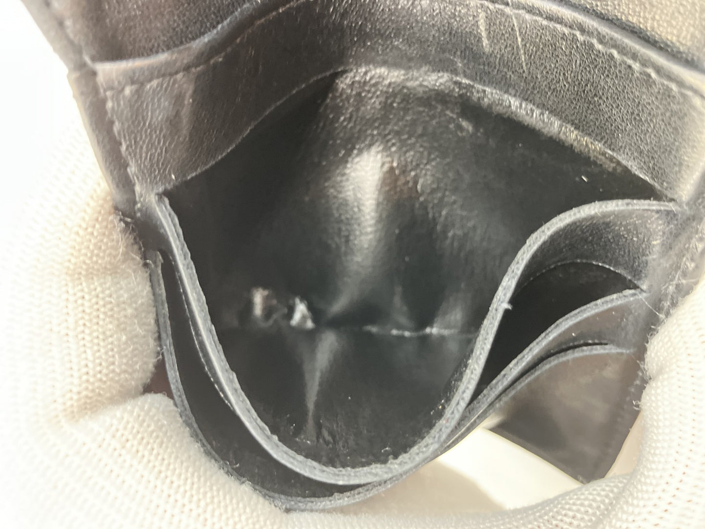 Chanel Enamel Bi-Fold Compact Wallet Black 11.5x3.9" Sticker Included