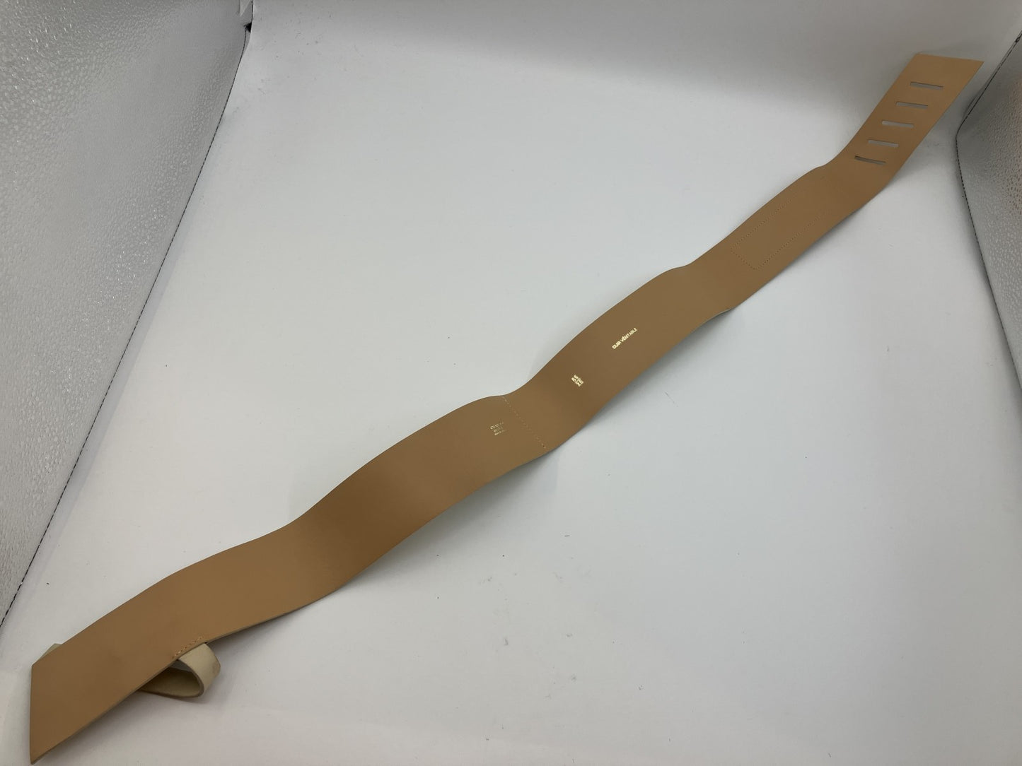 CHANEL 01S Icon Leather Waist Belt 95cm Beige Gold Bar Made in France