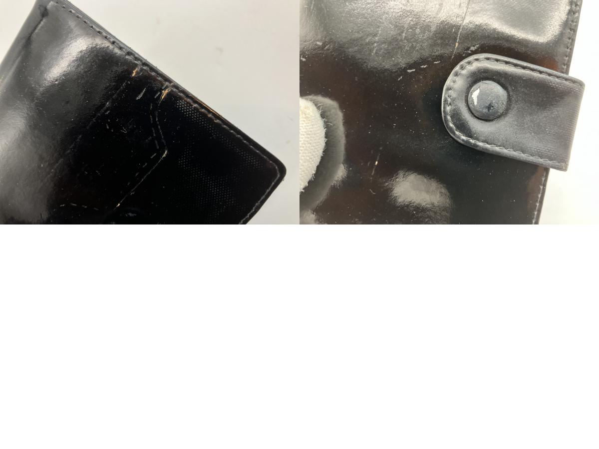 Chanel Enamel Bi-Fold Compact Wallet Black 11.5x3.9" Sticker Included