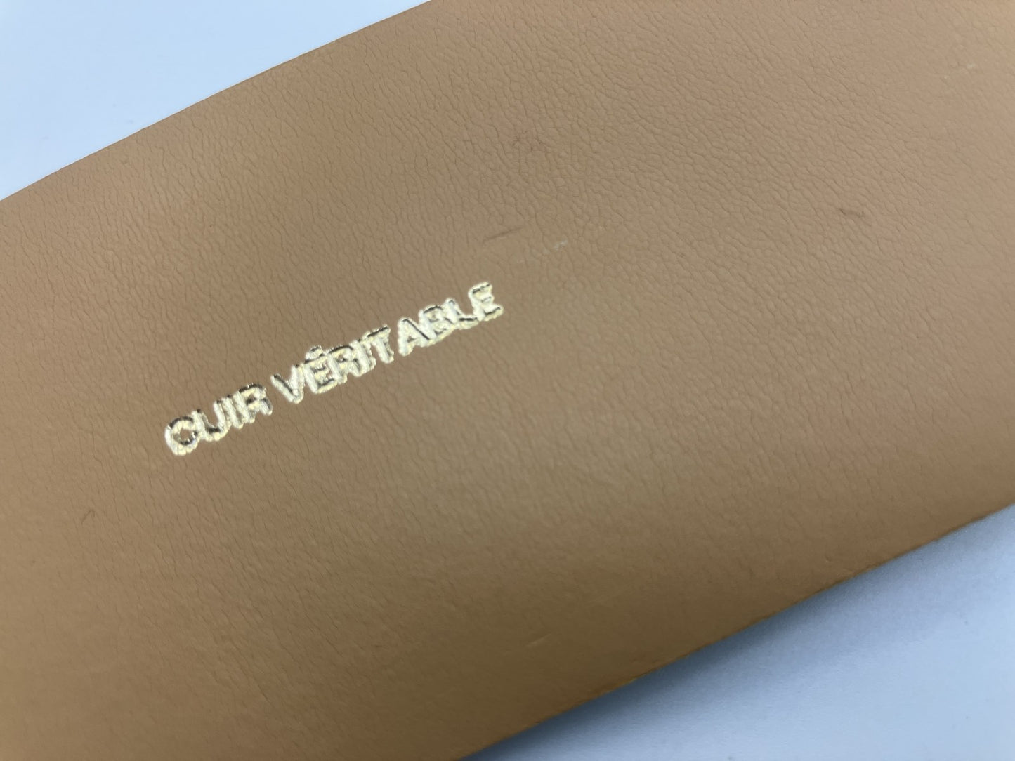 CHANEL 01S Icon Leather Waist Belt 95cm Beige Gold Bar Made in France