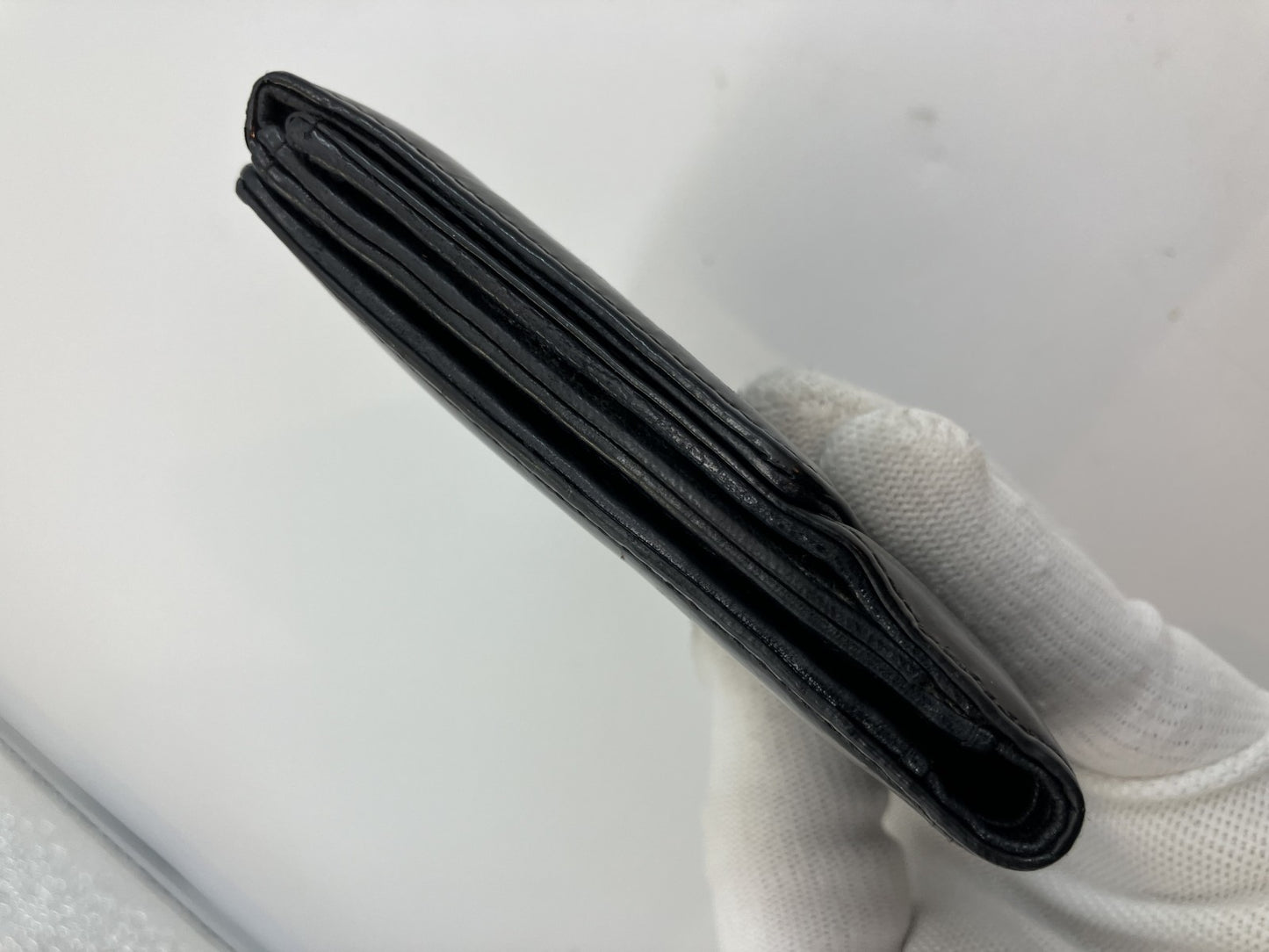 Chanel Enamel Bi-Fold Compact Wallet Black 11.5x3.9" Sticker Included