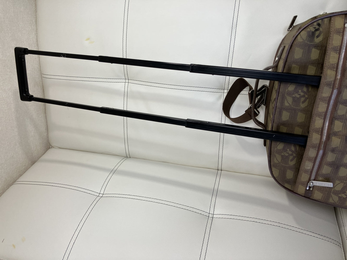 CHANEL New Travel Carry-on Suitcase, 45cm (height) x 40cm (length) x 20cm (width) (excluding fixed handle), Nylon SVMetal, Khaki x Brown, 7277067