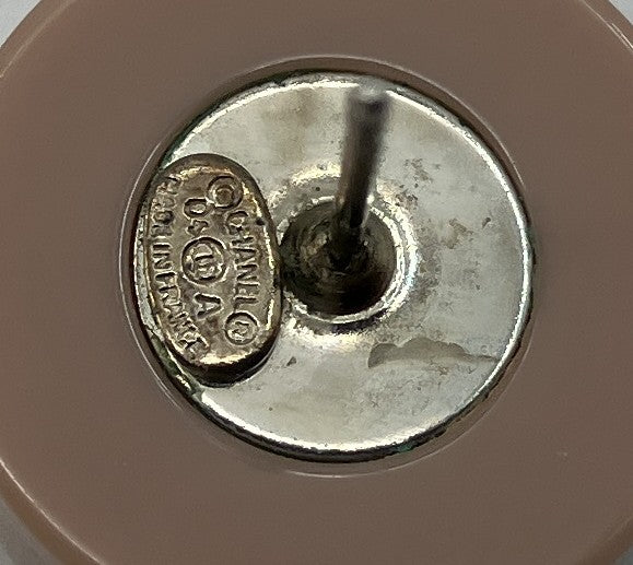 CHANEL 06A CC Logo Single Stud Earring Beige Resin Rhinestone 16mm