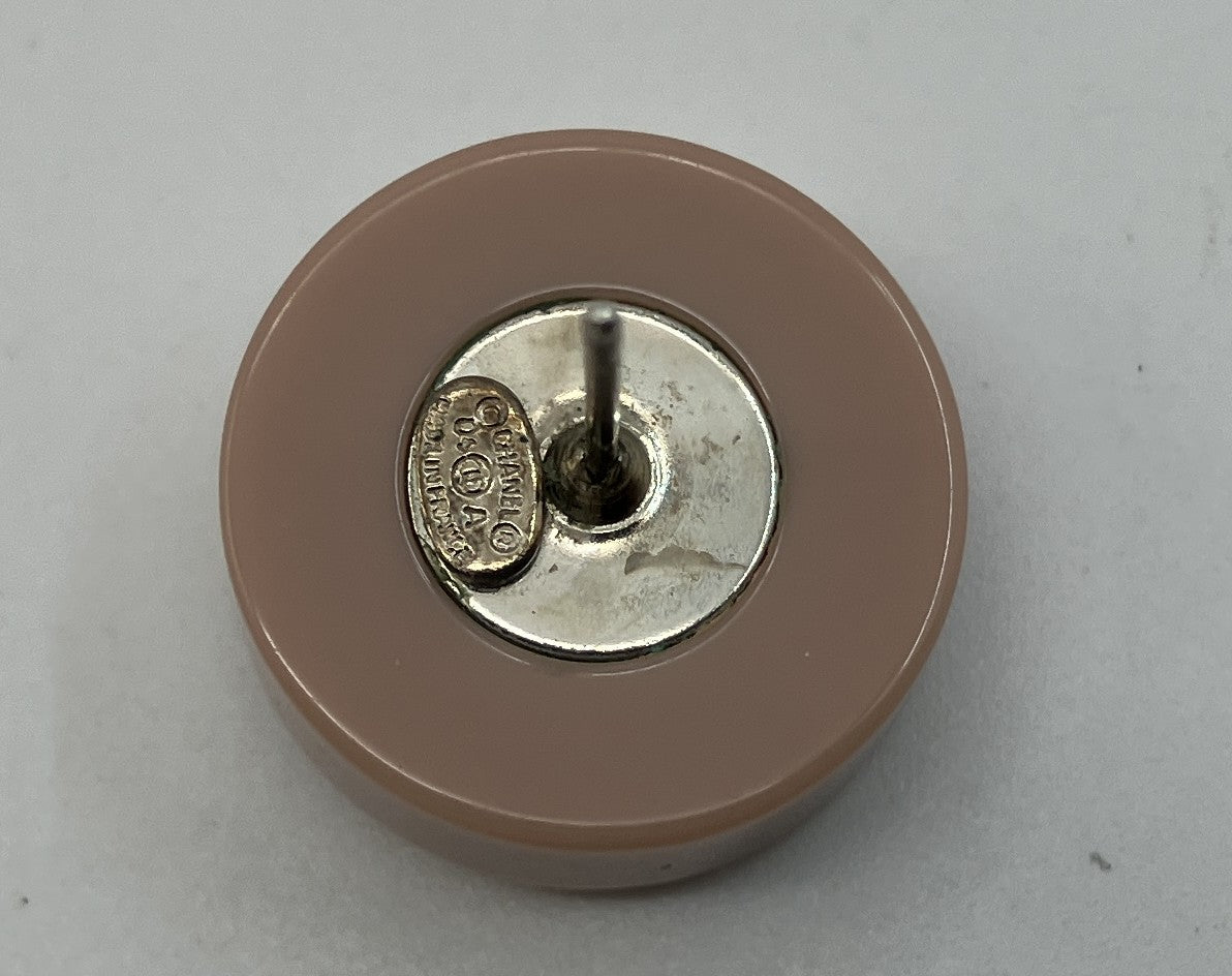 CHANEL 06A CC Logo Single Stud Earring Beige Resin Rhinestone 16mm