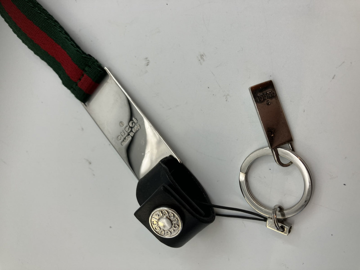 GUCCI neck strap Sherry, total length 60cm, green &amp; red, free shipping 