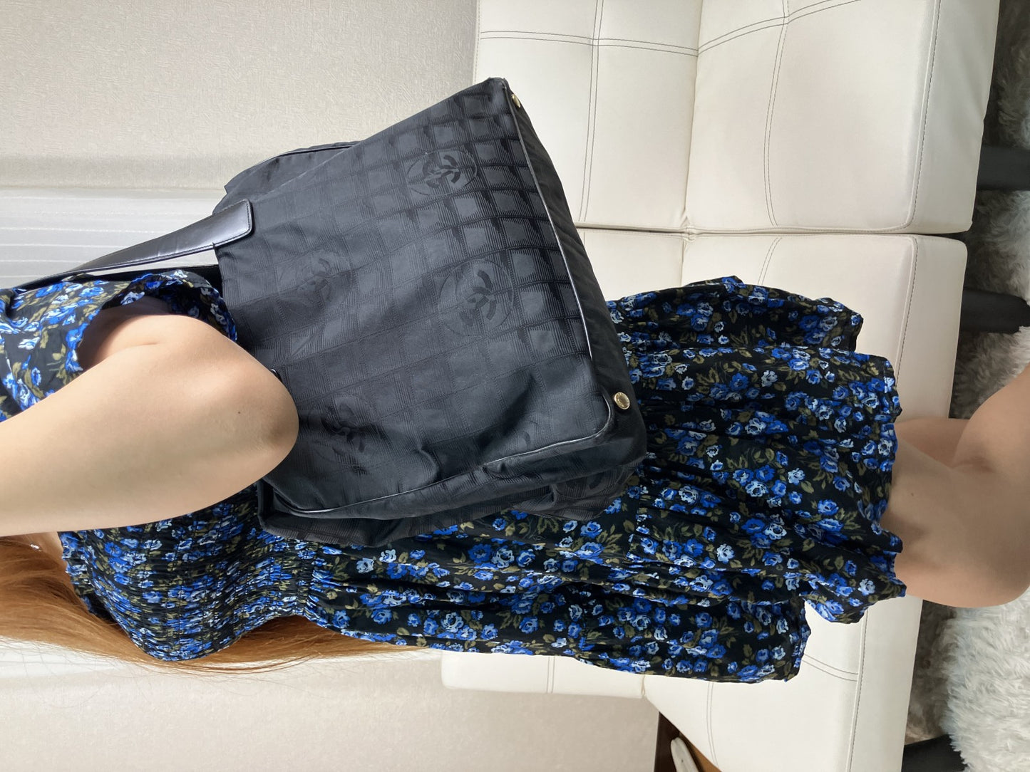 CHANEL New Travel Line Nylon Tote Bag Black Gold Hardware Serial Seal 9497289
