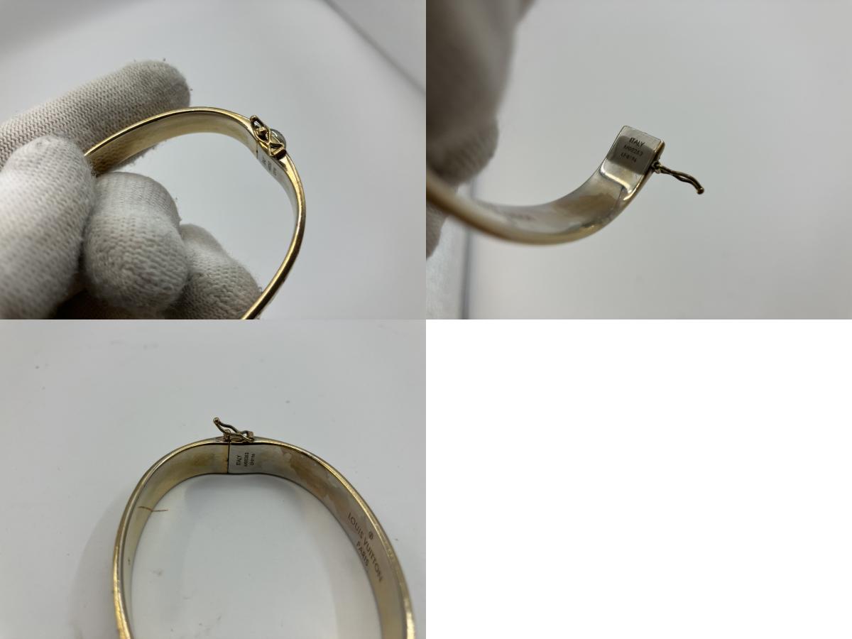 Louis Vuitton Nanogram Cuff Bangle S Size M00253 Gold-Tone GP Bracelet Made in Italy