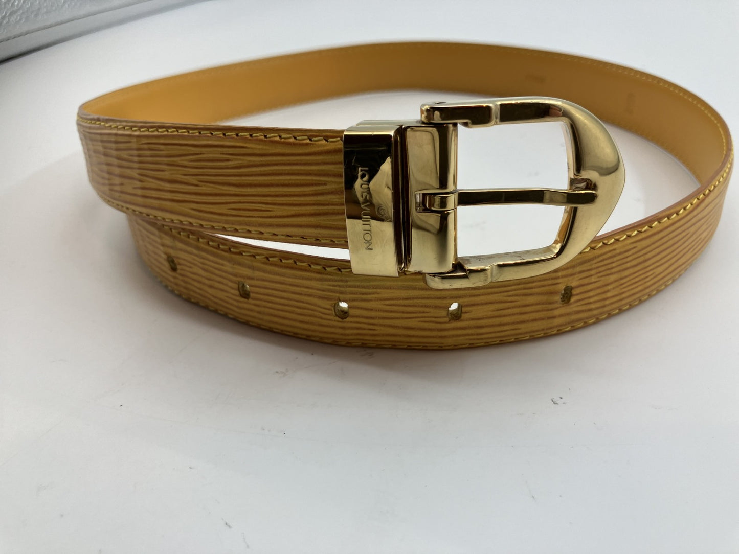 LOUIS VUITTON Santur Classic Belt R10051 CT1905 Total length 85cm Yellow Free shipping 