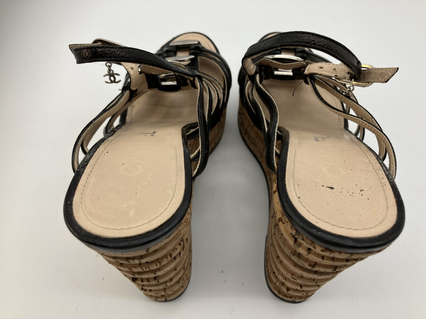 CHANEL Wedge Sandals Size (JP 22.5cm) (US 5.5) (8.86 inch) (EU 35.5) Free Shipping 