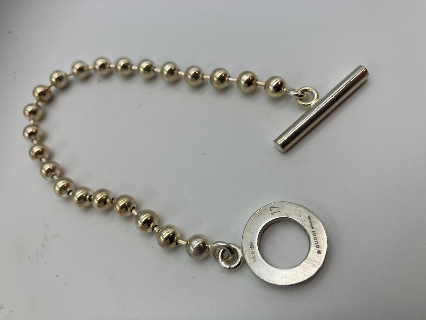 Gucci Ball Chain Bracelet SV925 14.8g Total Length 18.5cm Ball Diameter 5mm Free Shipping 