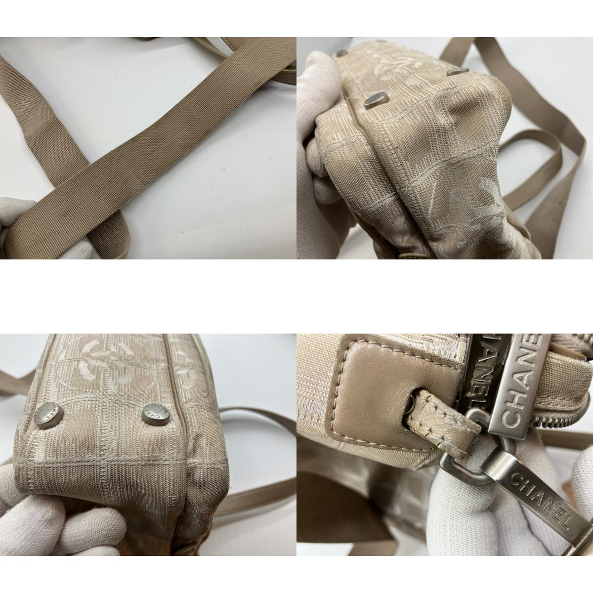 CHANEL New Travel Line 2WAY Bag Beige Canvas Serial 7075948