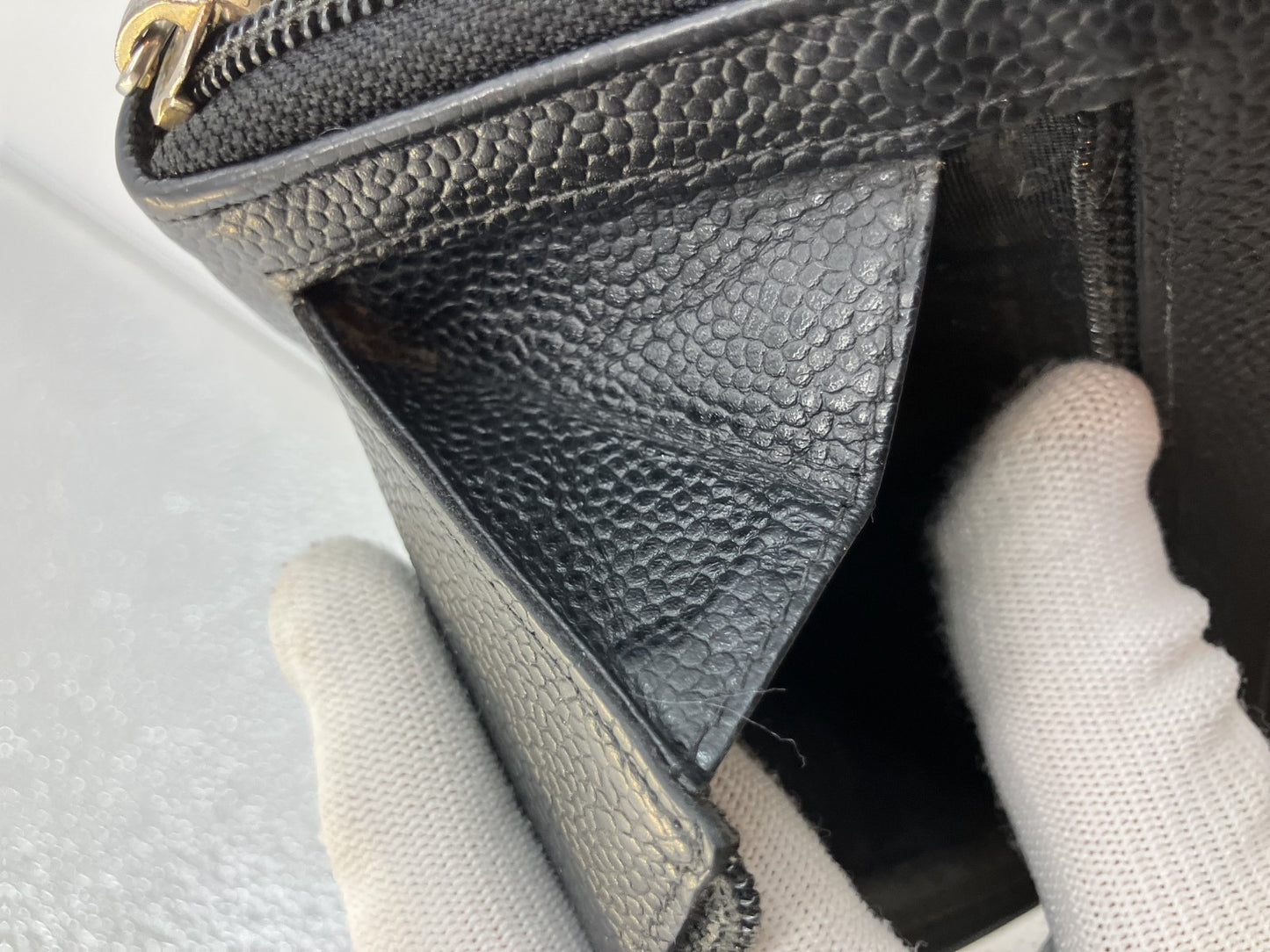 Chanel Caviar Skin Purse Zip Seal (No. 8) Black 20x10cm