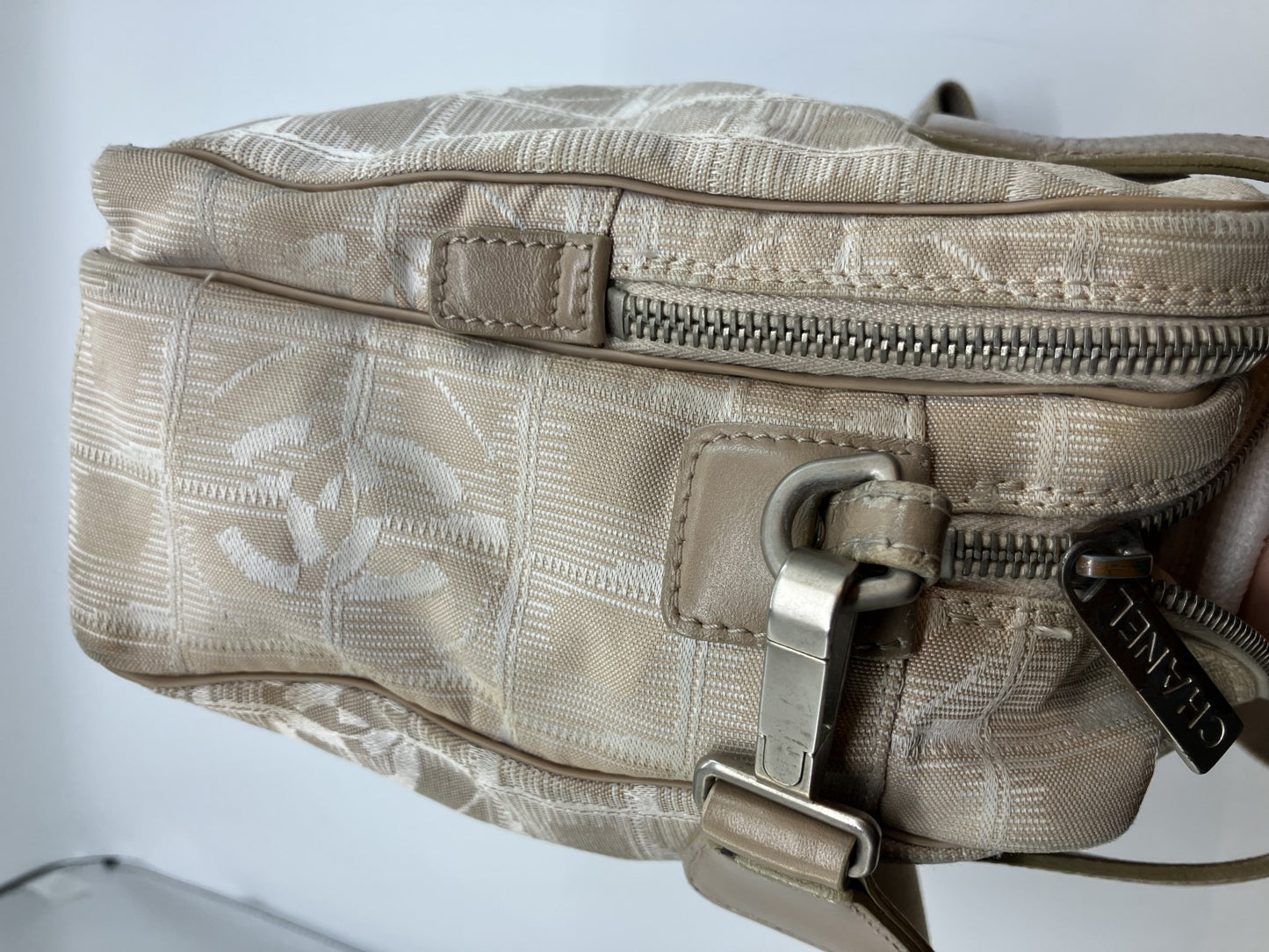 CHANEL New Travel Line 2WAY Bag Beige Canvas Serial 7075948