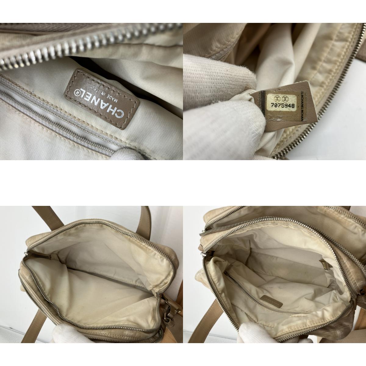 CHANEL New Travel Line 2WAY Bag Beige Canvas Serial 7075948