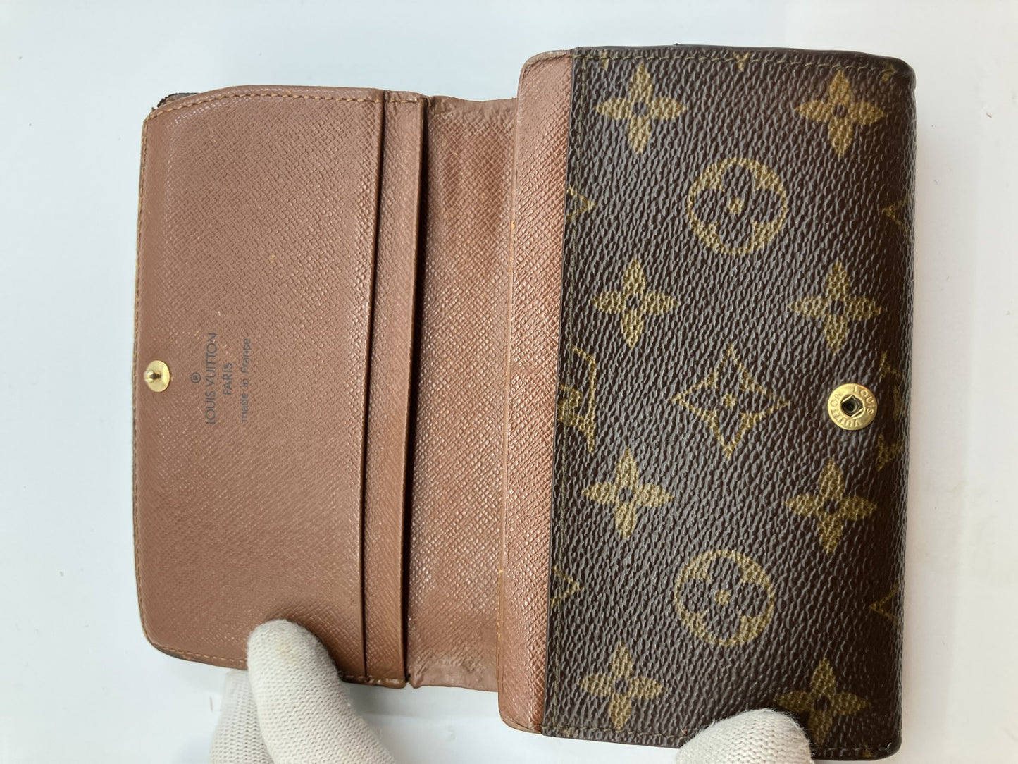Louis Vuitton Monogram Bifold Compact Zip Wallet Brown Canvas Made in France