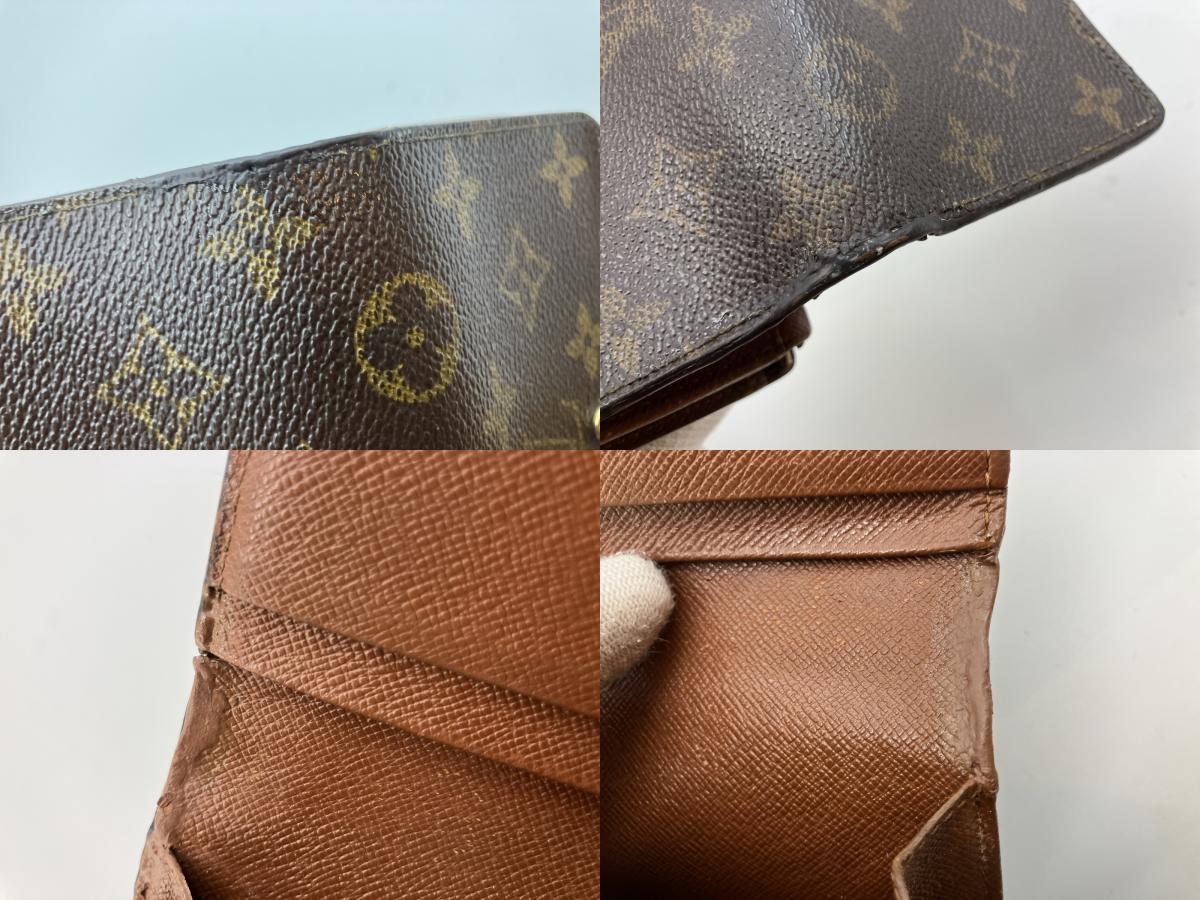 Louis Vuitton Monogram Bifold Compact Zip Wallet Brown Canvas Made in France