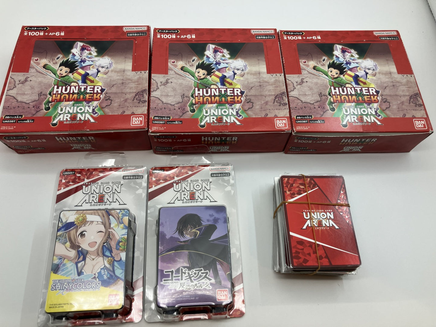 Union Arena Trading Card Bulk Set 窶・HUNTERﾃ幽UNTER / Code Geass / THE iDOLM@STER 窶・Weight: 1.79 kg 窶・