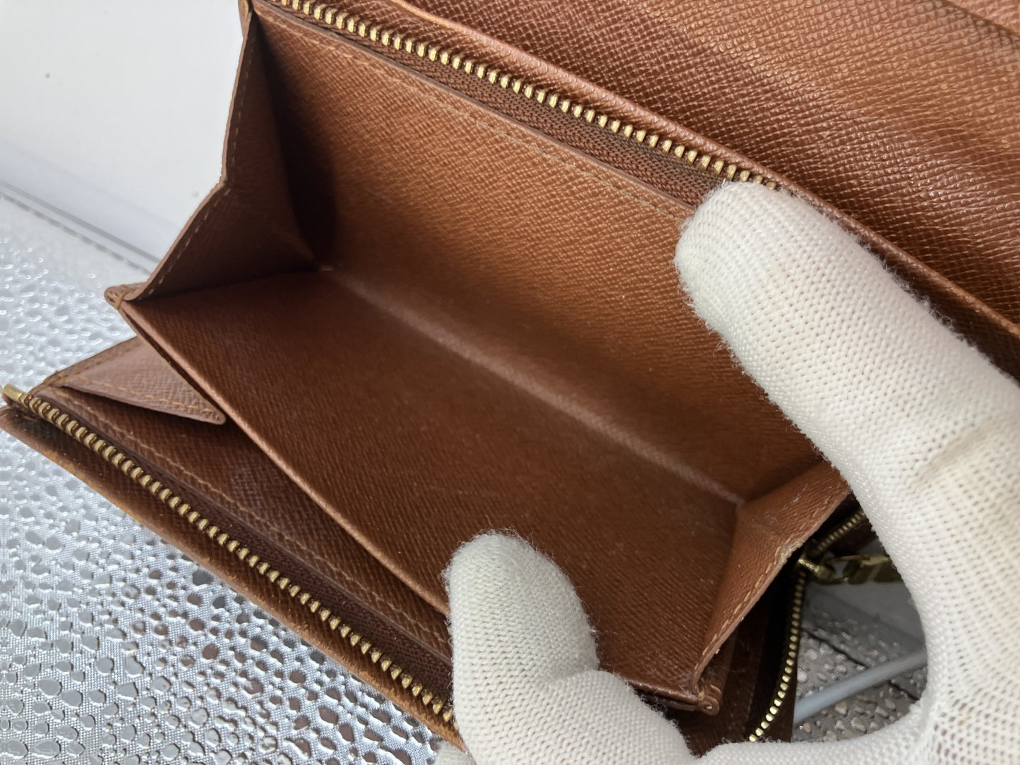 Louis Vuitton Monogram Bifold Compact Zip Wallet Brown Canvas Made in France