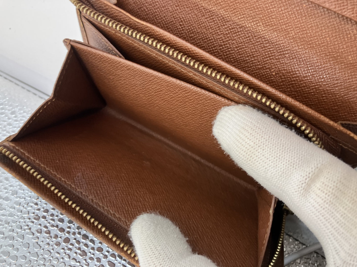 Louis Vuitton Monogram Bifold Compact Zip Wallet Brown Canvas Made in France