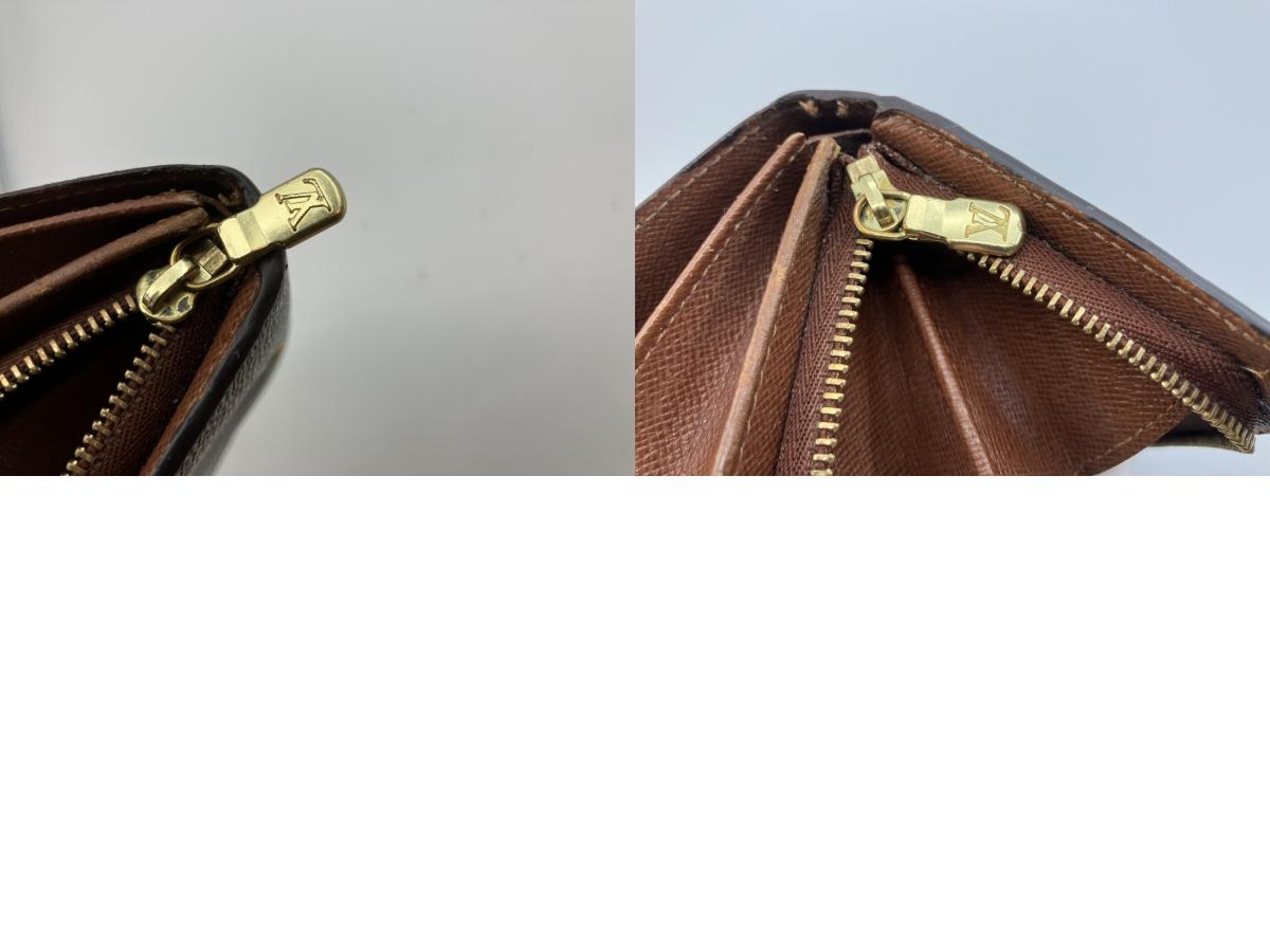 Louis Vuitton Monogram Bifold Compact Zip Wallet Brown Canvas Made in France