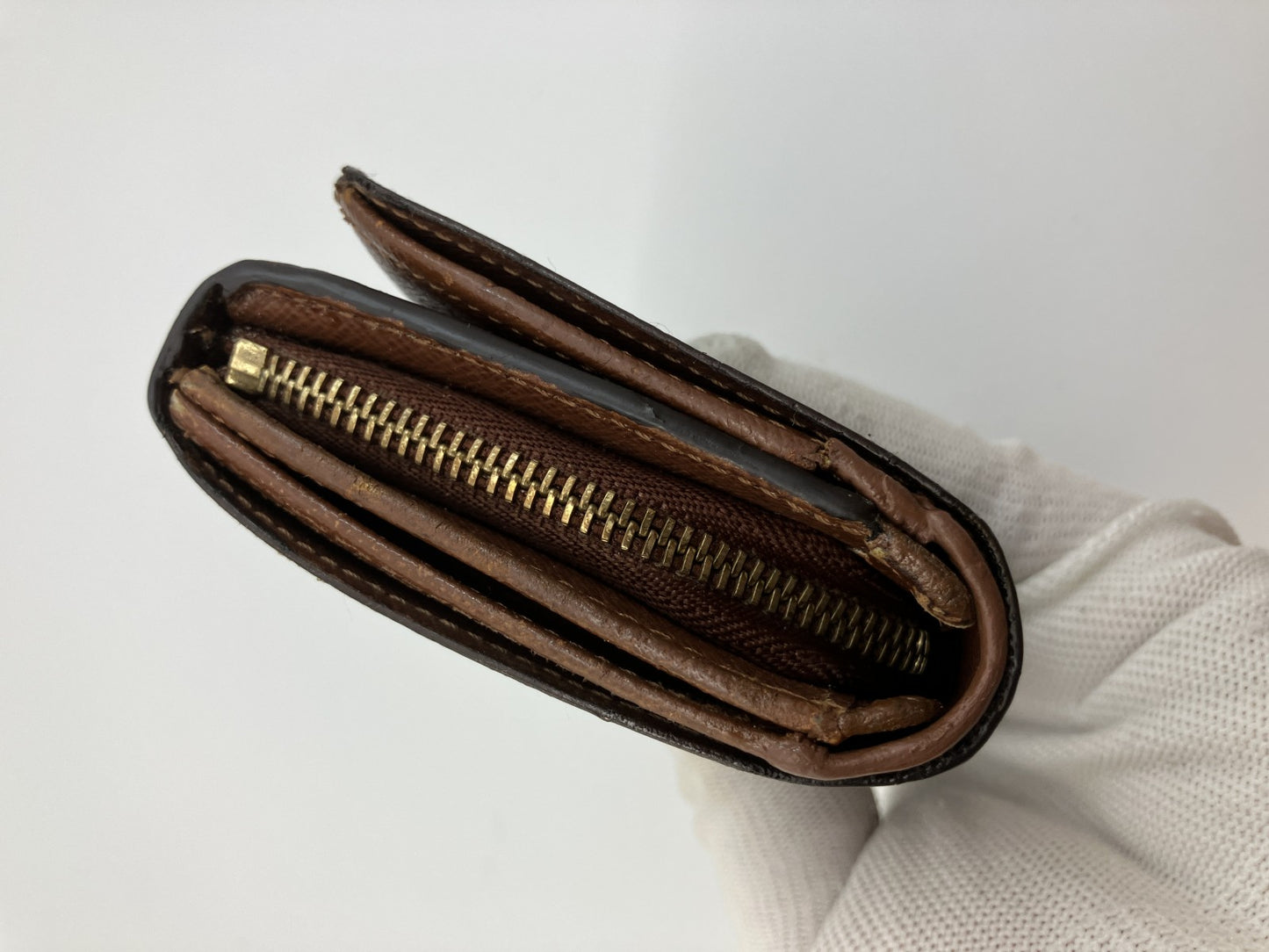 Louis Vuitton Monogram Bifold Compact Zip Wallet Brown Canvas Made in France