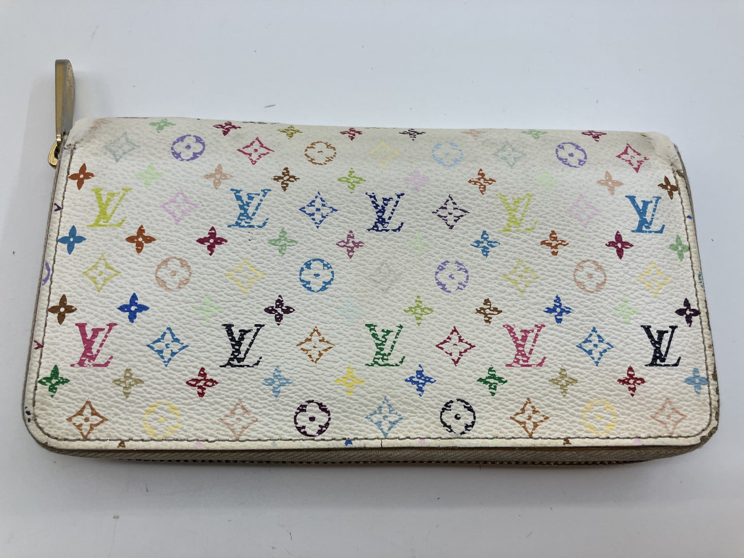 Louis Vuitton Multicolor Zippy Wallet White x Pink Long Purse M60241 Spain Made