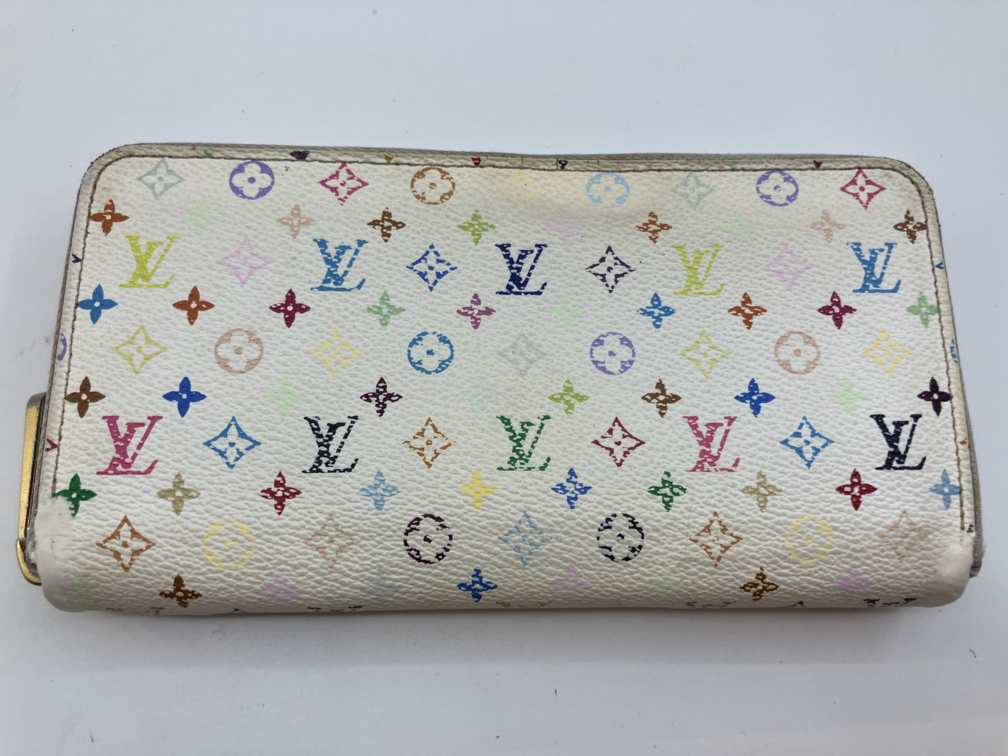 Louis Vuitton Multicolor Zippy Wallet White x Pink Long Purse M60241 Spain Made