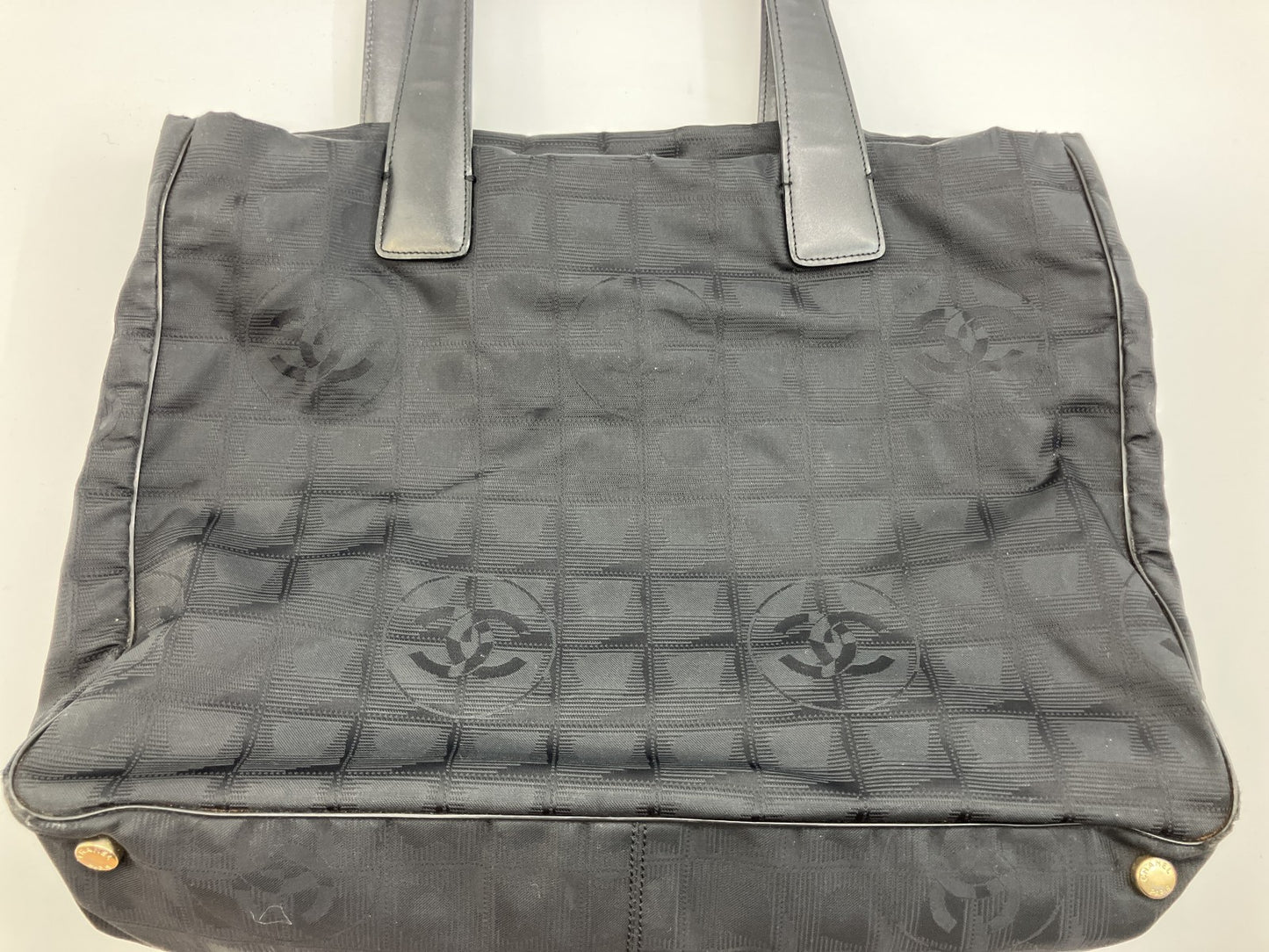 CHANEL New Travel Line Nylon Tote Bag Black Gold Hardware Serial Seal 9497289