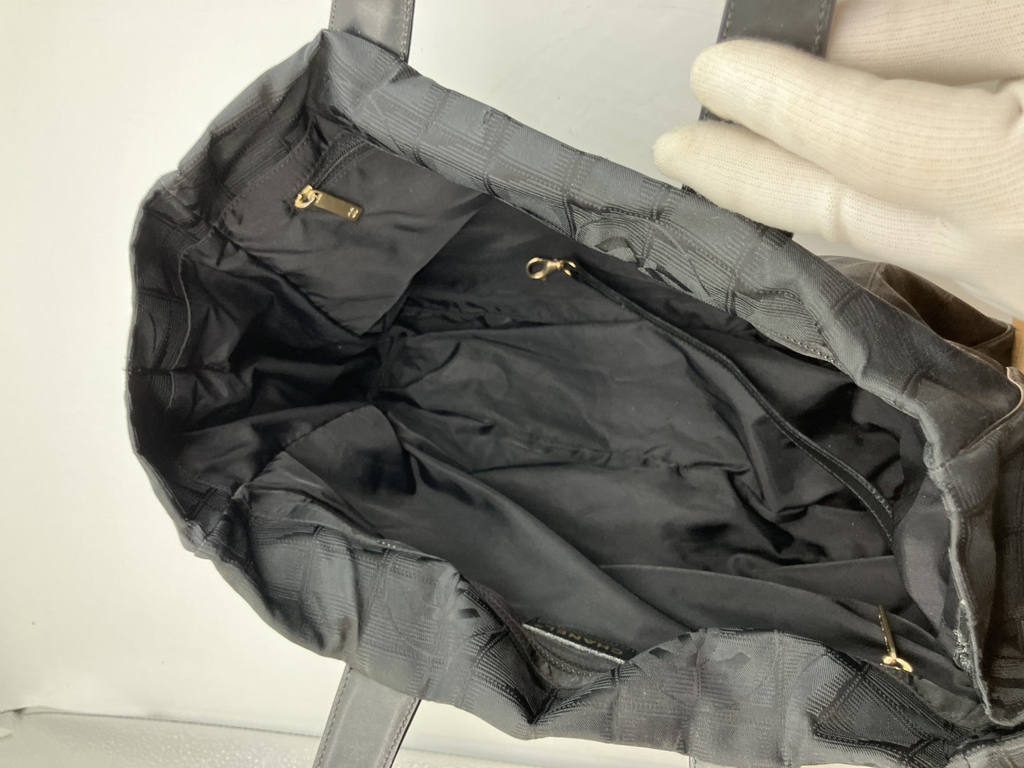 CHANEL New Travel Line Nylon Tote Bag Black Gold Hardware Serial Seal 9497289