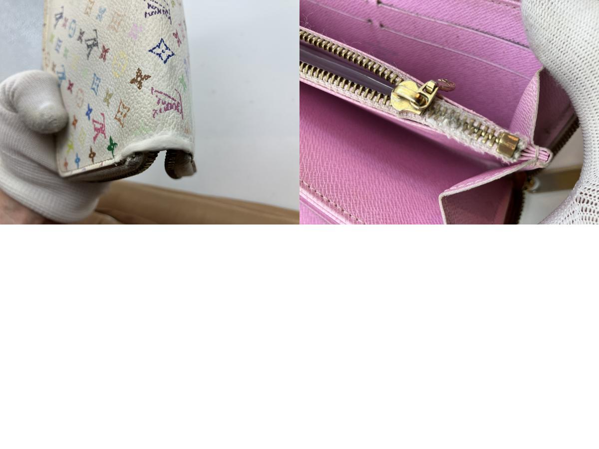 Louis Vuitton Multicolor Zippy Wallet White x Pink Long Purse M60241 Spain Made