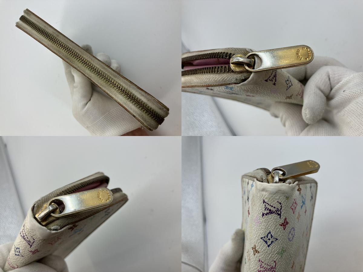 Louis Vuitton Multicolor Zippy Wallet White x Pink Long Purse M60241 Spain Made