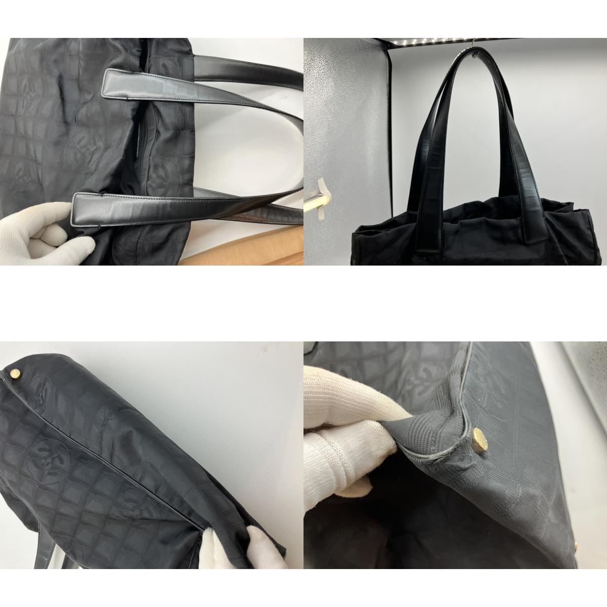 CHANEL New Travel Line Nylon Tote Bag Black Gold Hardware Serial Seal 9497289