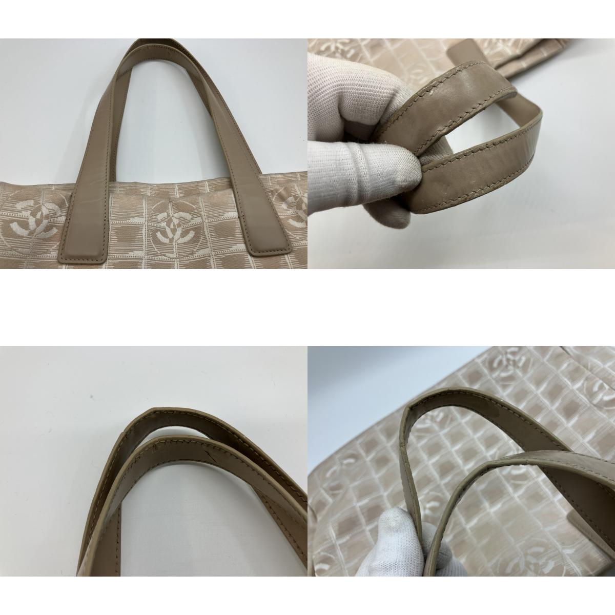 CHANEL New Travel Line Beige Nylon Leather Tote Bag Italy 9384082
