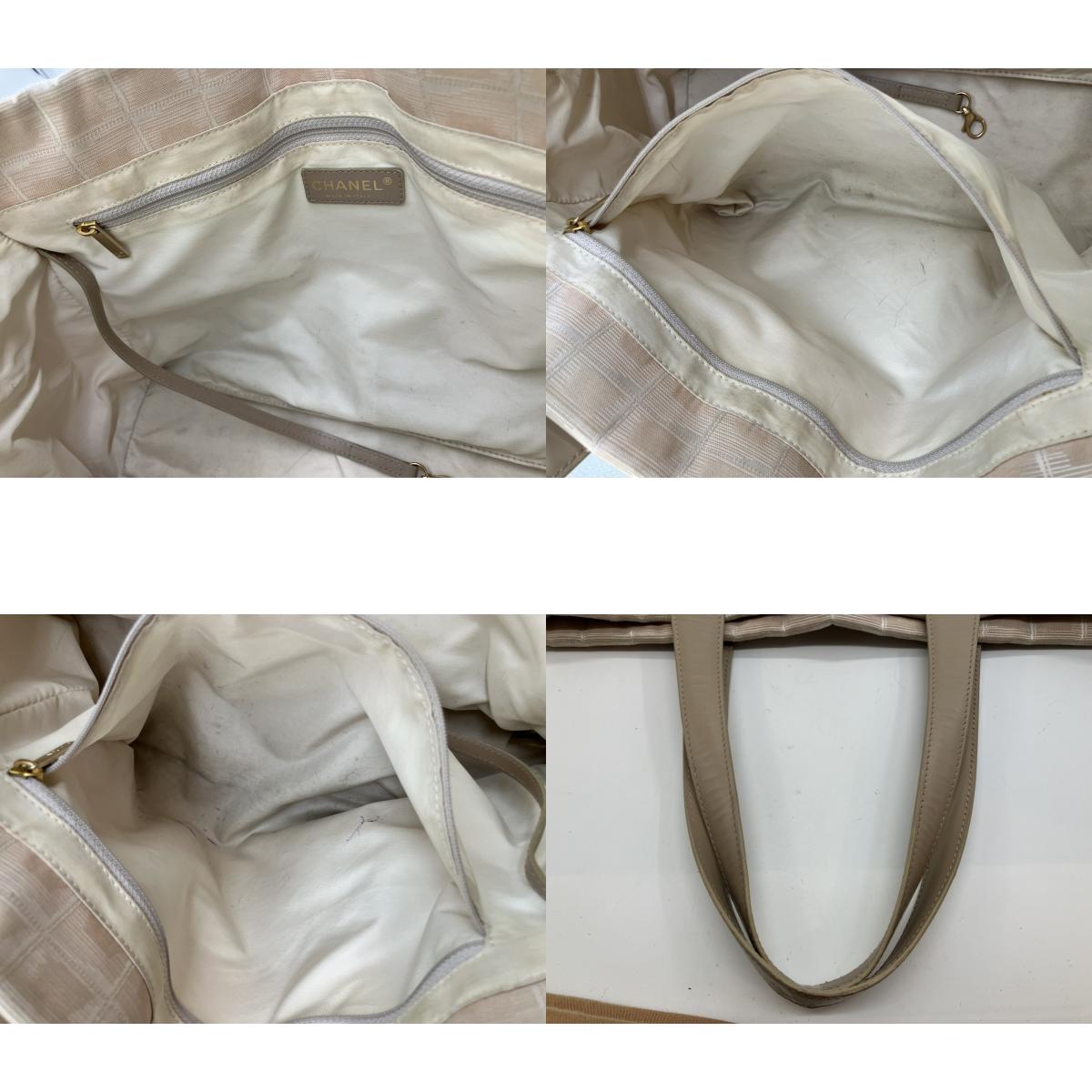 CHANEL New Travel Line Beige Nylon Leather Tote Bag Italy 9384082