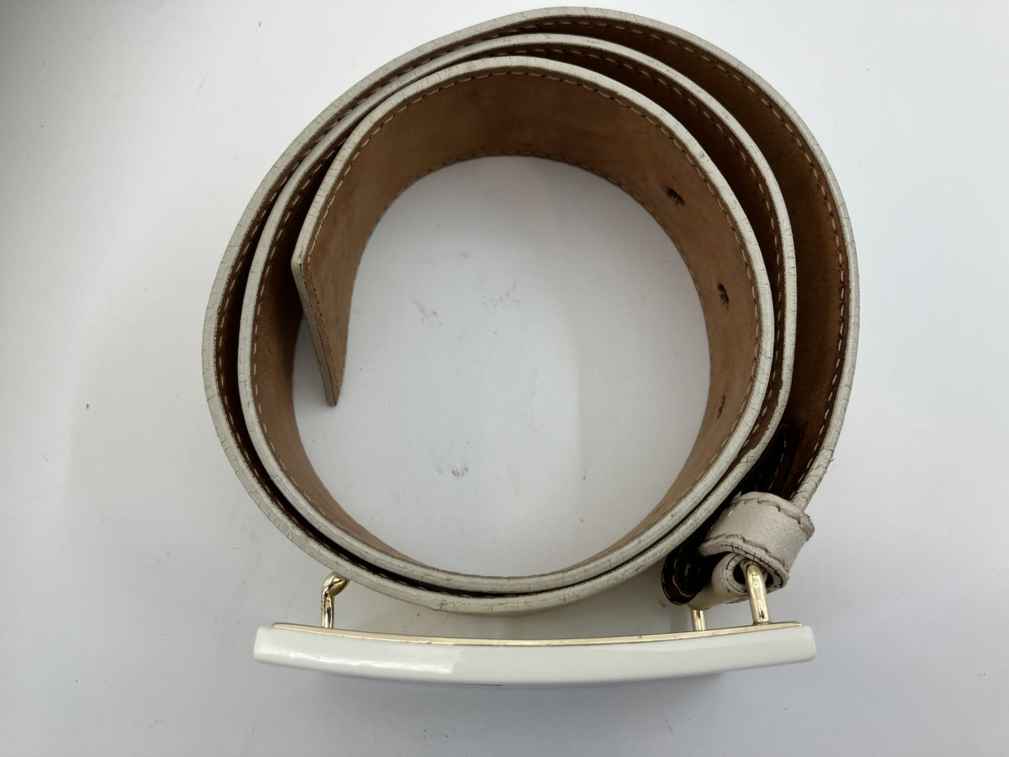 FENDI Belt Cream Yellow Total Length 100cm (39.37 inch) Free Shipping 