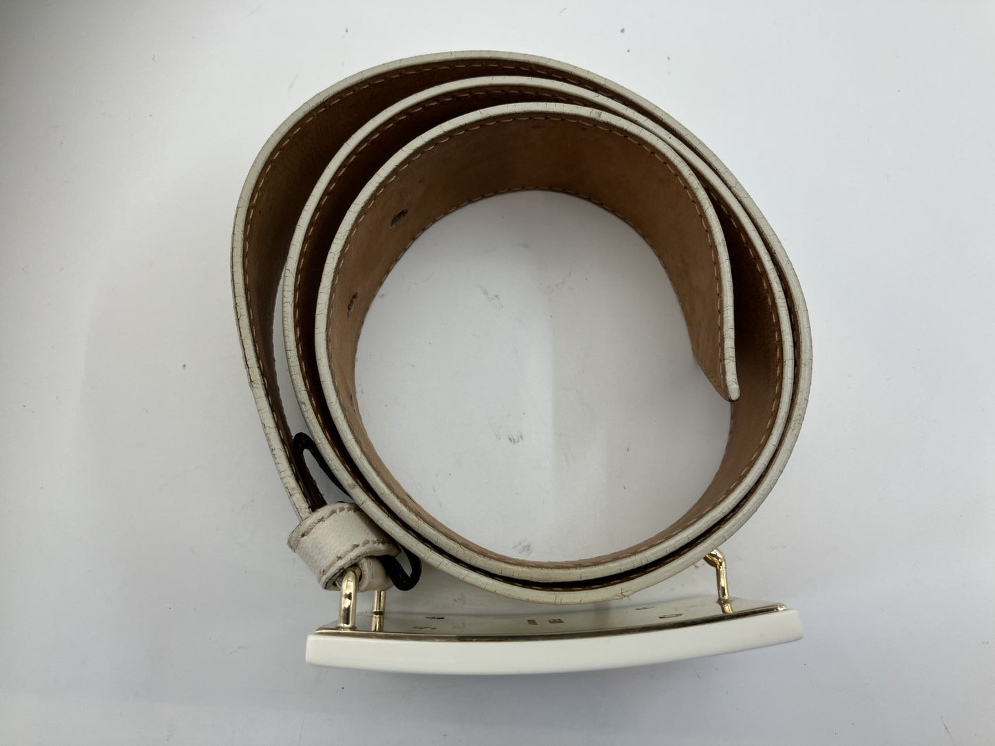 FENDI Belt Cream Yellow Total Length 100cm (39.37 inch) Free Shipping 