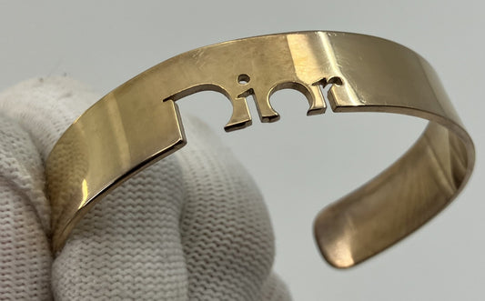 Christian Dior 6.6 x 5.6 cm (2.60 x 2.20 inch) Bangle Bracelet GP Gold Free Shipping 