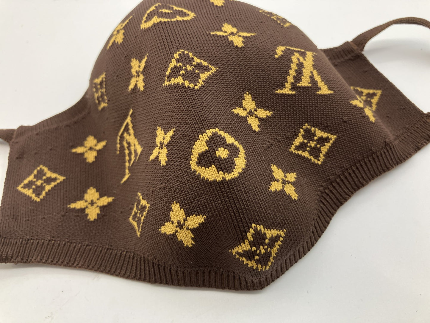 LOUIS VUITTON Monogram Knit Face Mask “Masque Maille” M76747 Brown/Yellow Japan Authentic