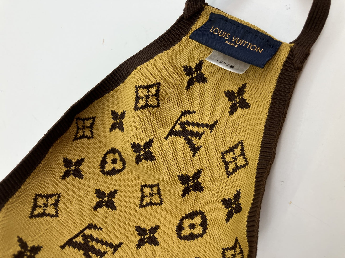 LOUIS VUITTON Monogram Knit Face Mask “Masque Maille” M76747 Brown/Yellow Japan Authentic