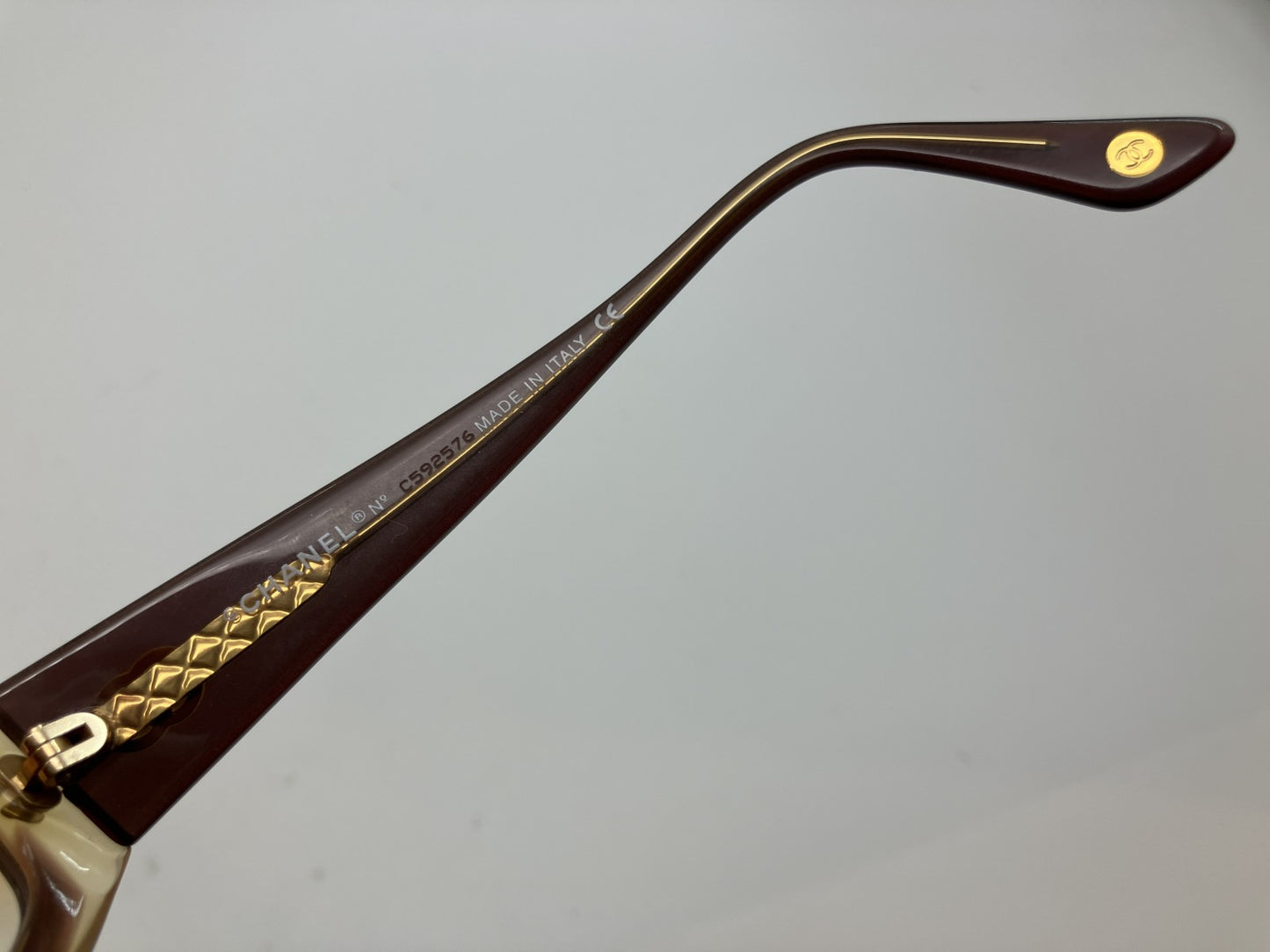 CHANEL 5021 C607 Sunglasses Brown Gradient Lens Purple Gold CC Logo – Authentic