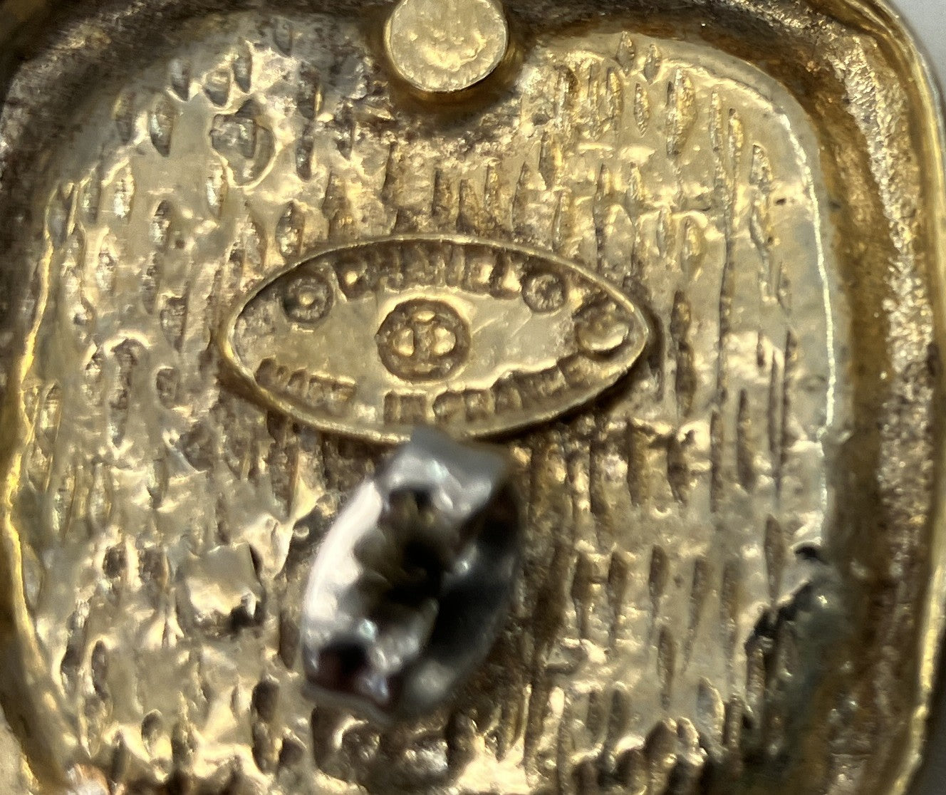 CHANEL Coco Mark Square Earrings Gold Black Vintage 26.8mm Authentic France