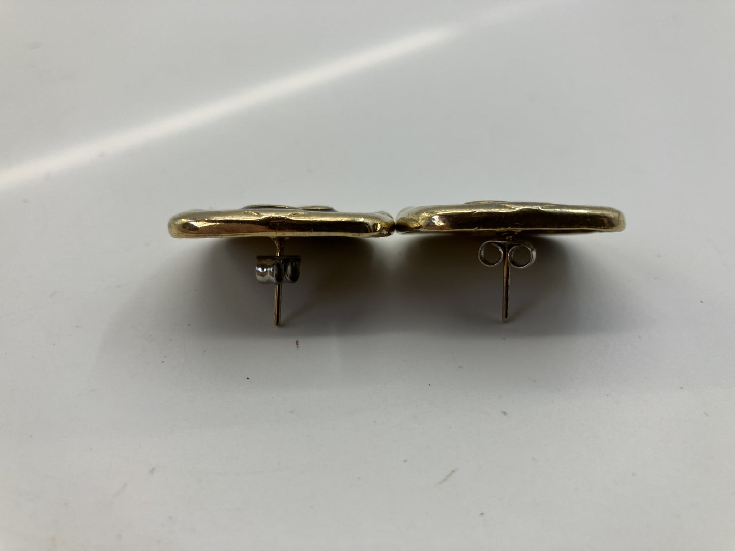 CHANEL Coco Mark Square Earrings Gold Black Vintage 26.8mm Authentic France