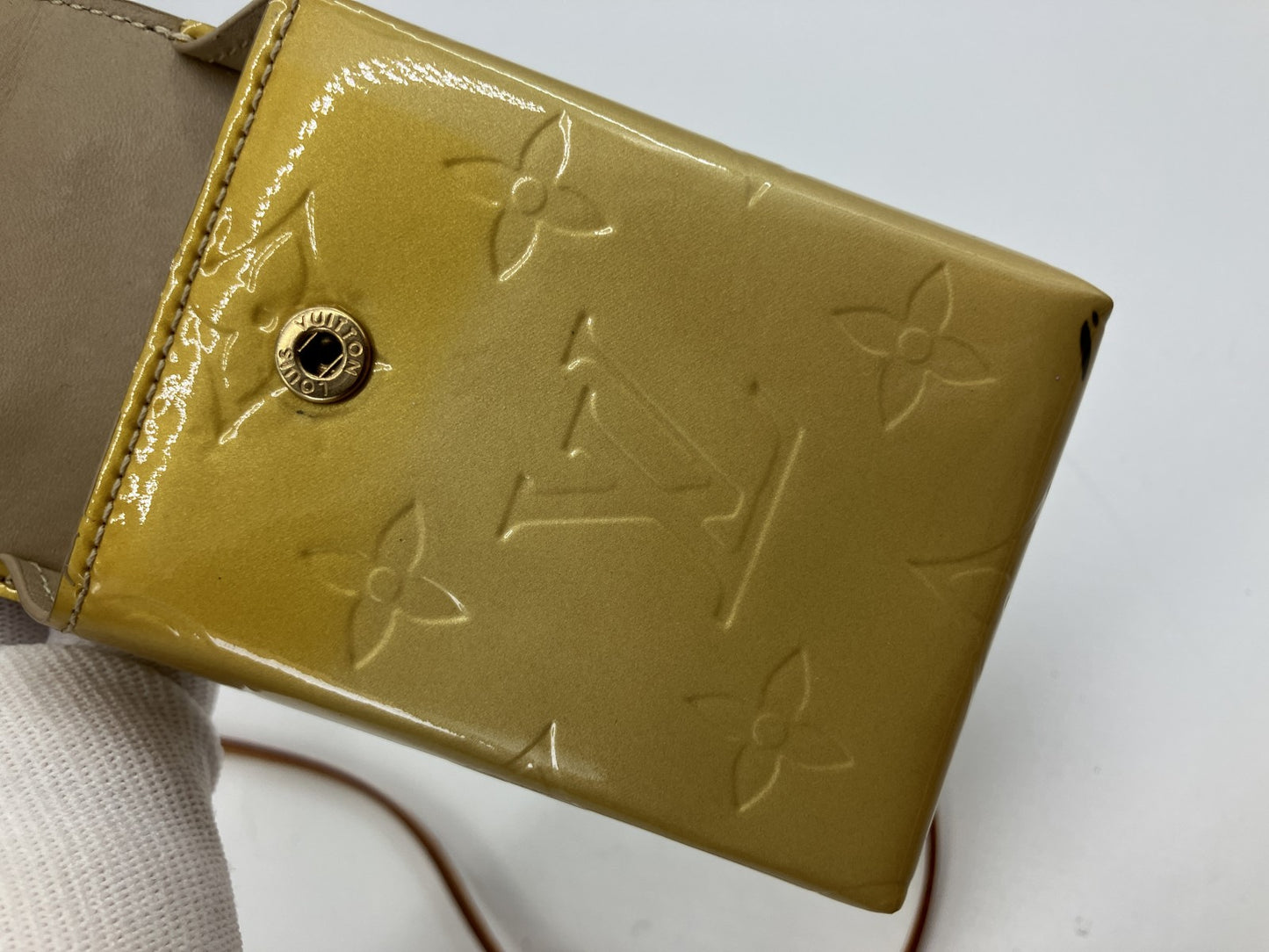 Louis Vuitton Vernis Walker Wallet Shoulder Bag Yellow Patent TH0012