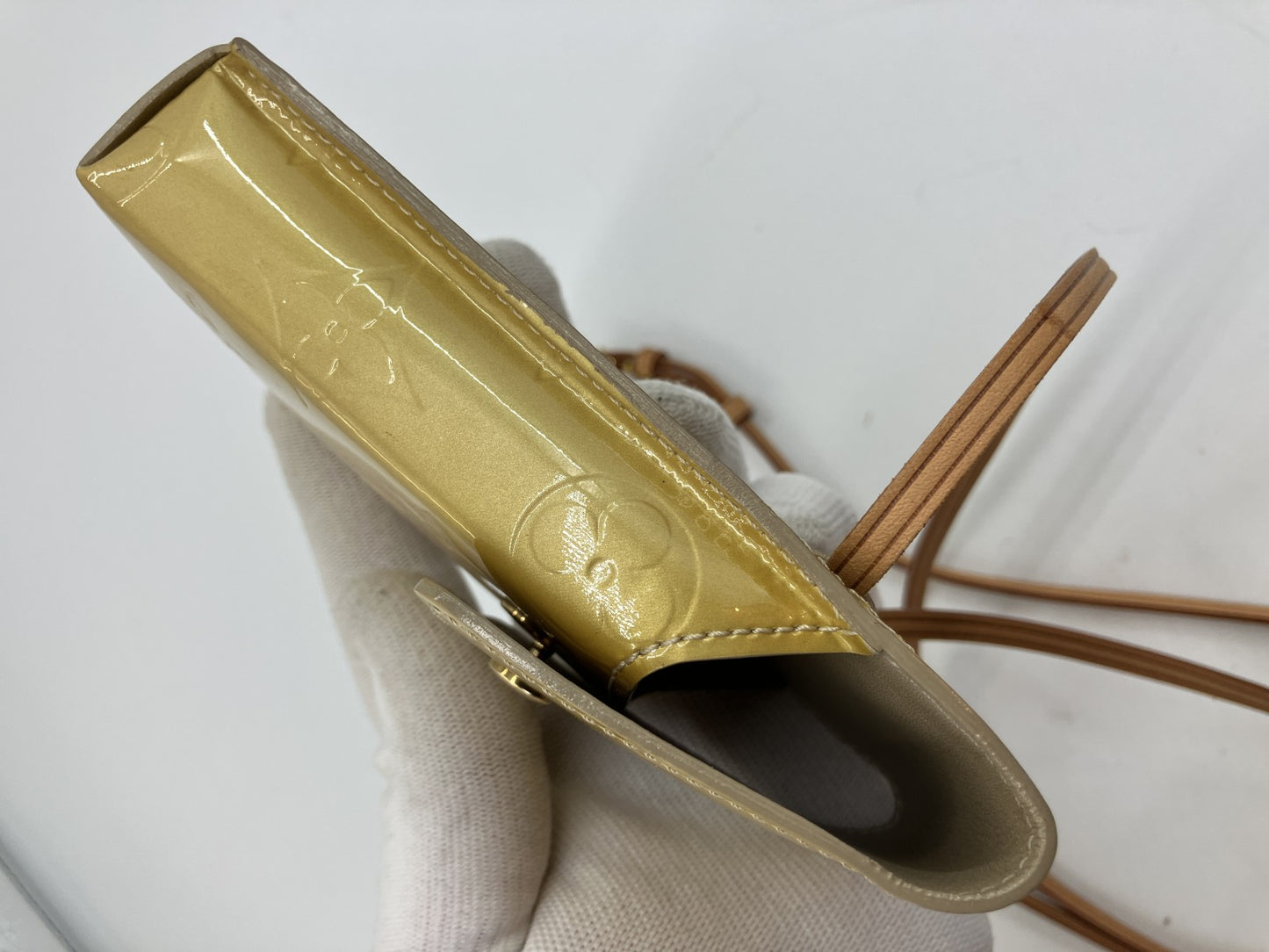 Louis Vuitton Vernis Walker Wallet Shoulder Bag Yellow Patent TH0012