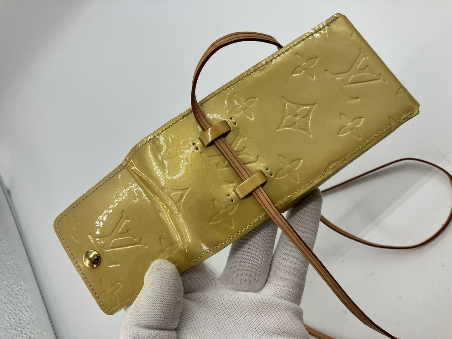 Louis Vuitton Vernis Walker Wallet Shoulder Bag Yellow Patent TH0012