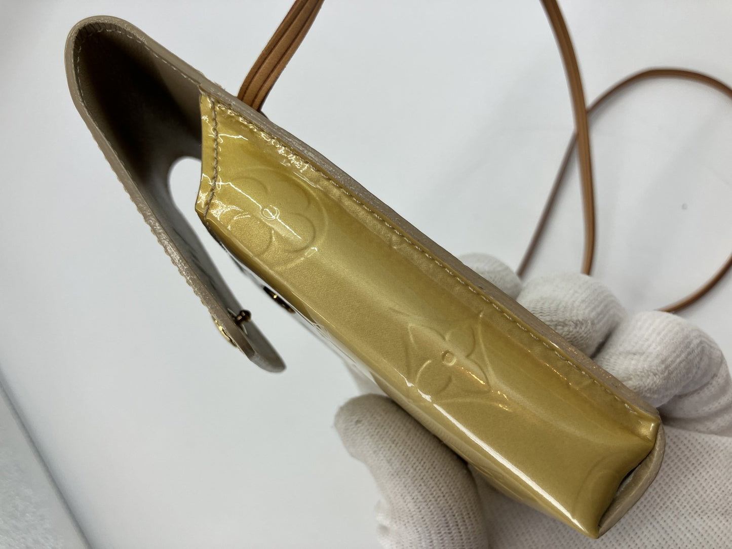 Louis Vuitton Vernis Walker Wallet Shoulder Bag Yellow Patent TH0012