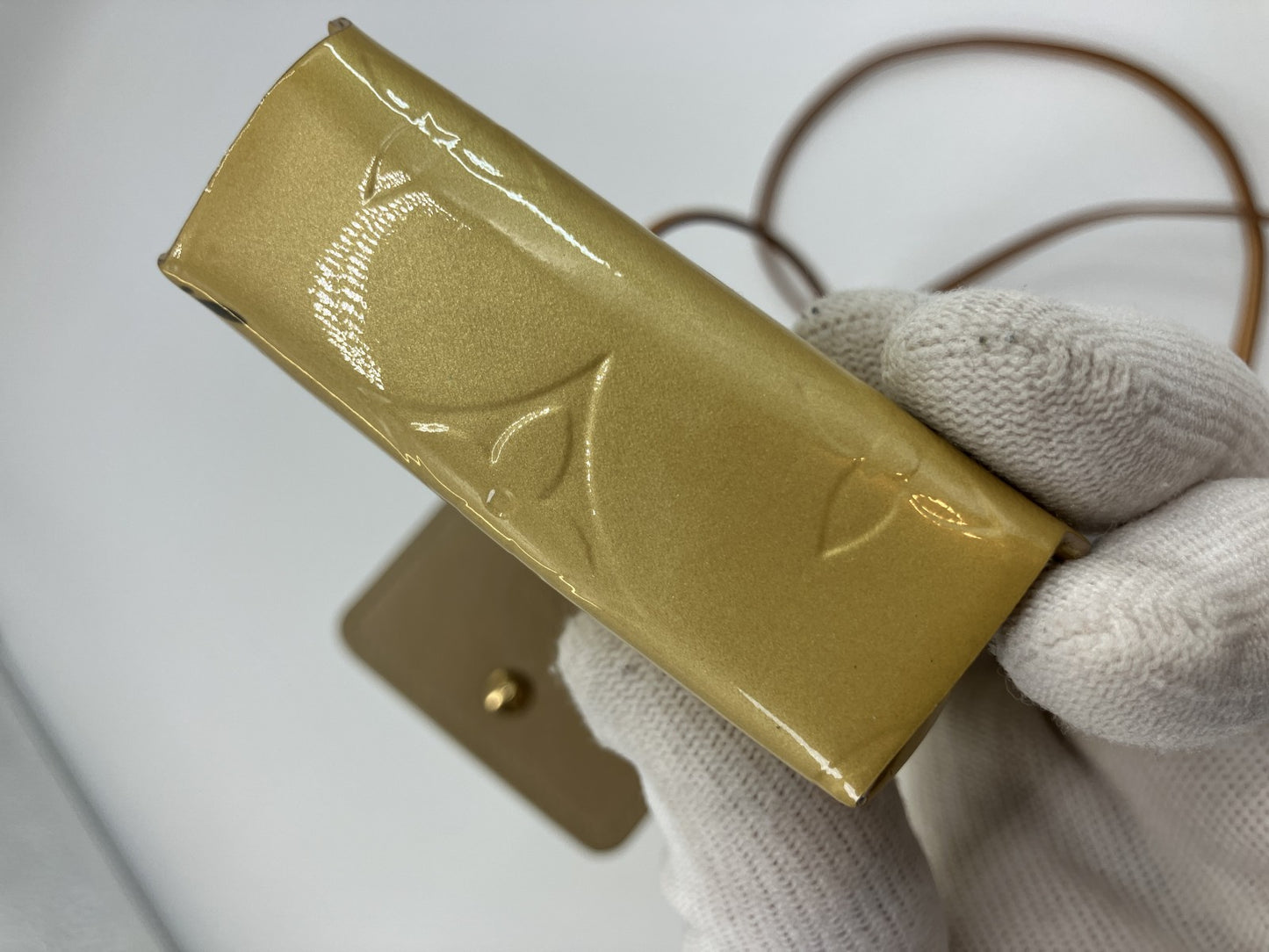 Louis Vuitton Vernis Walker Wallet Shoulder Bag Yellow Patent TH0012